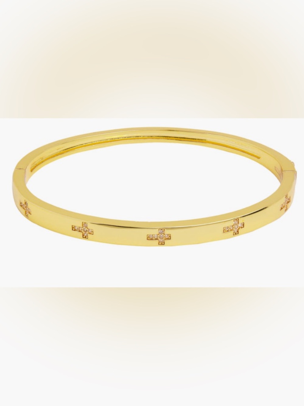 🌟 Argento Vivo 18K Gold Plated Cross Design Bangle - Picture 2 of 7